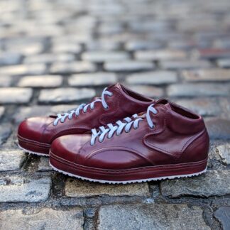 bespoke sneakers in burgundy horween Chromexcel