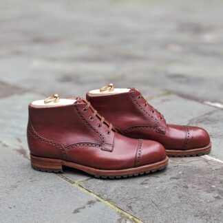 custom derby boot in chestnut brown leather